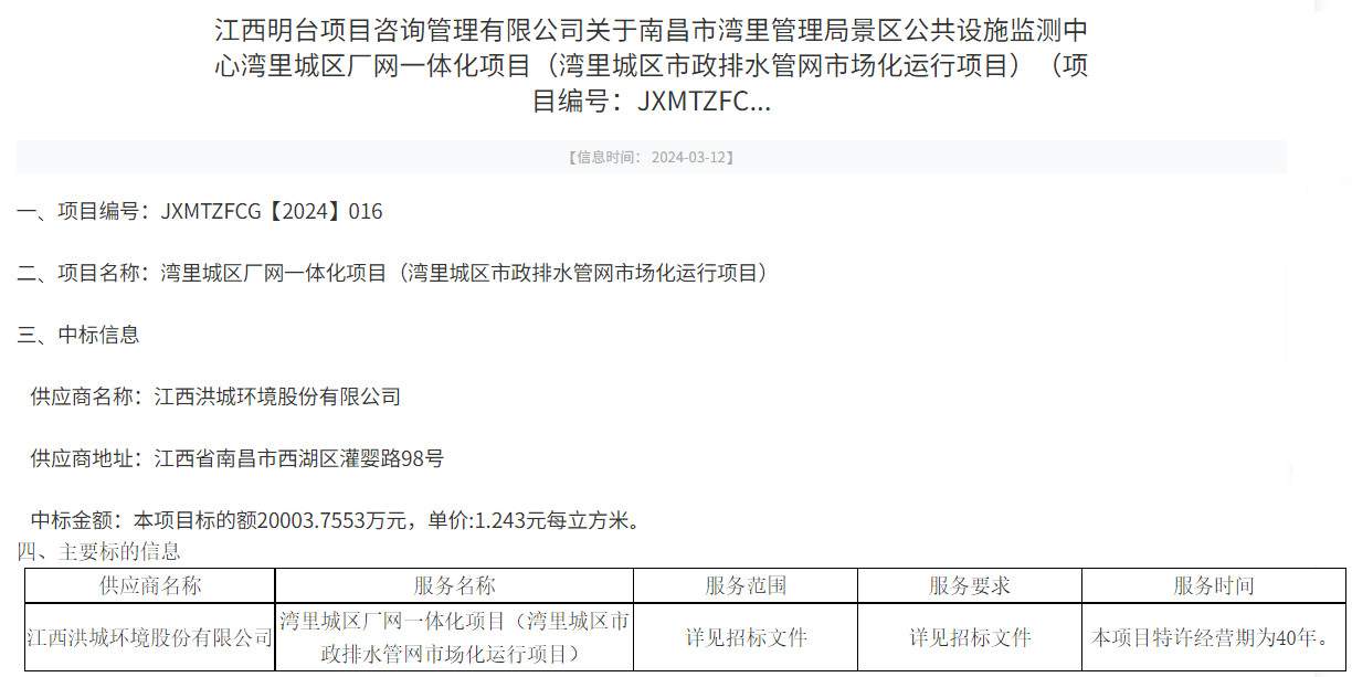南昌湾里城区厂网一体化项目中标｜市政排水管网市场化运行方案解析