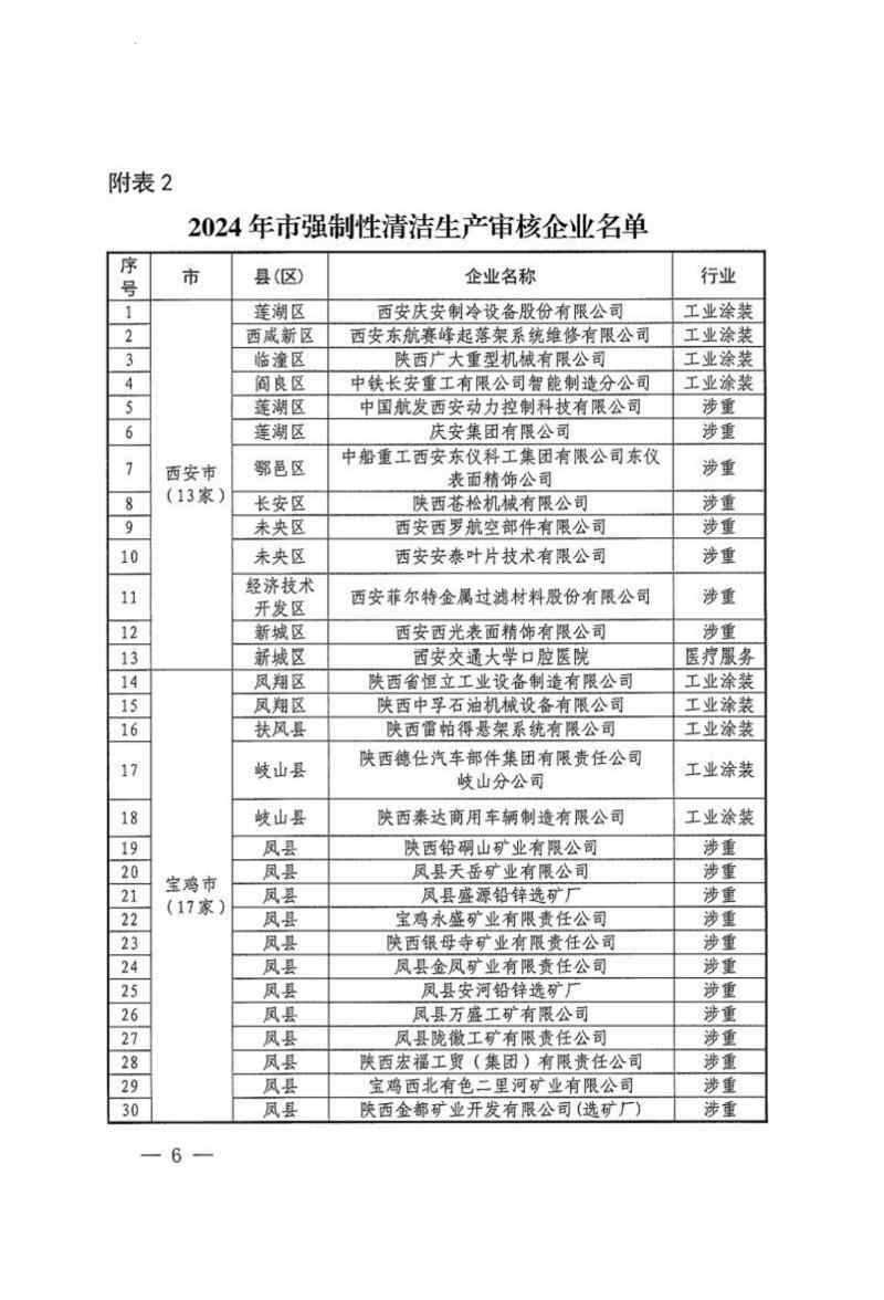 陕西公布2024清洁生产审核重点企业名单｜实用指南(图6)