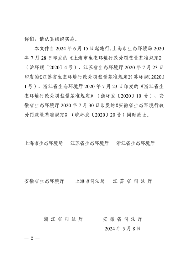 长三角生态环境行政处罚规则发布｜执法统一化指南(图1)