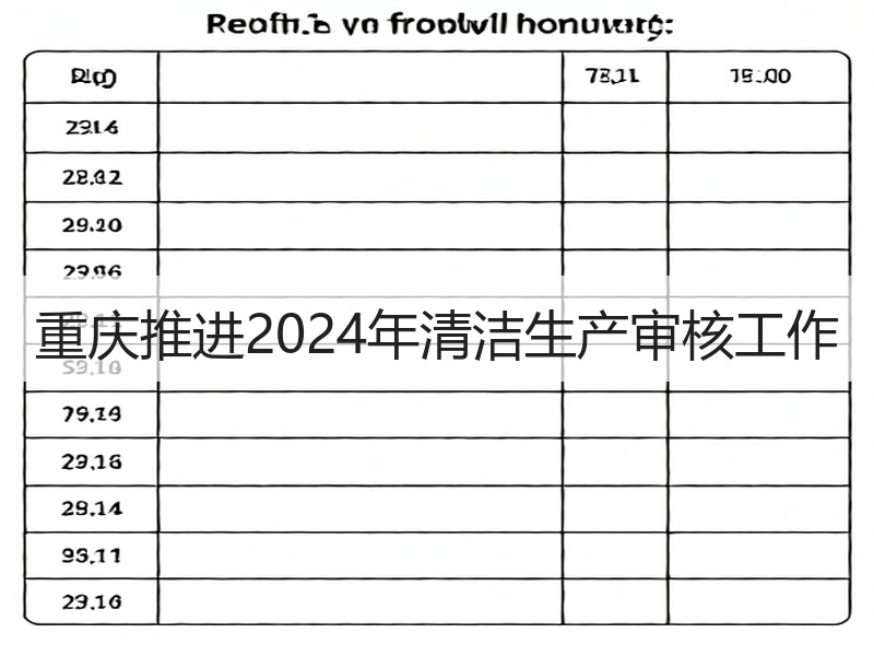 重庆推进2024年清洁生产审核工作