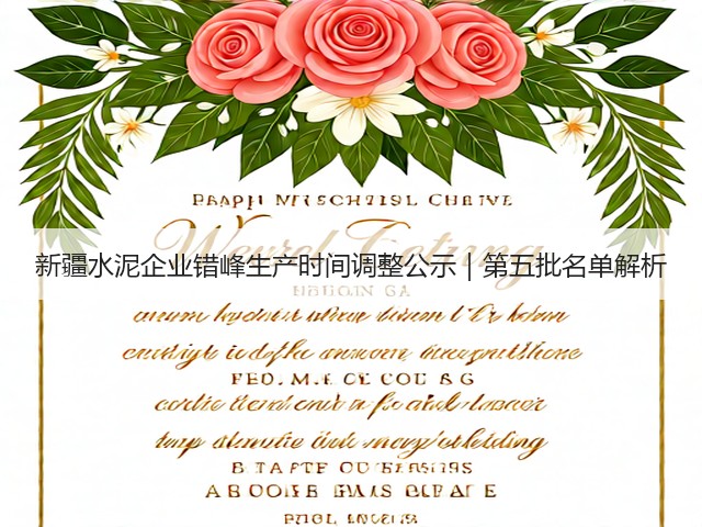 新疆水泥企业错峰生产时间调整公示｜第五批名单解析(图1)